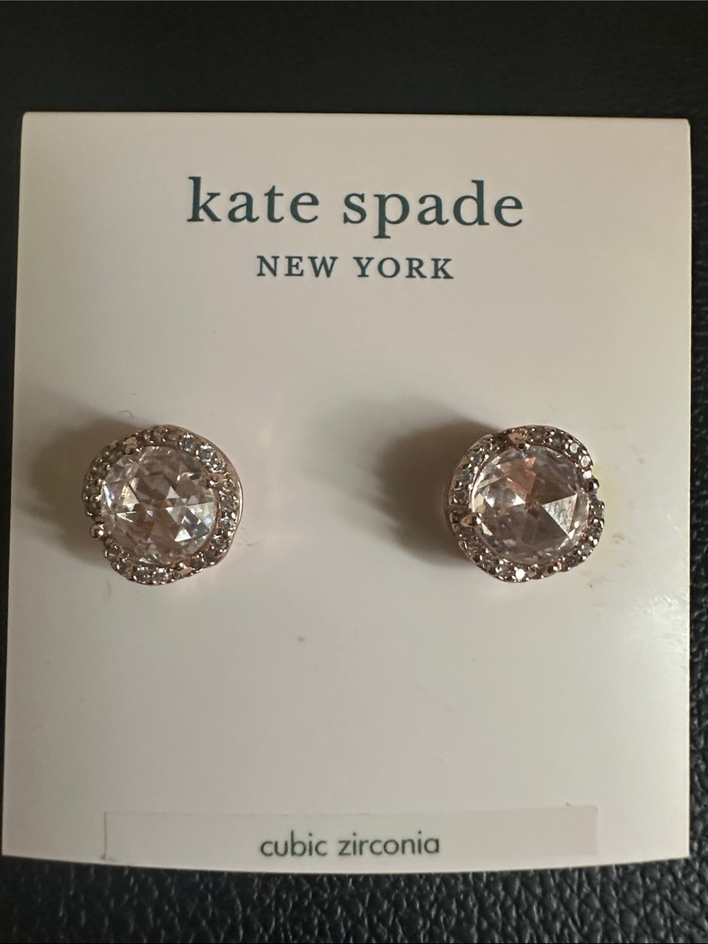 kate spade Rose Gold-Tone Pink Crystal Halo Stud Earrings NWT
